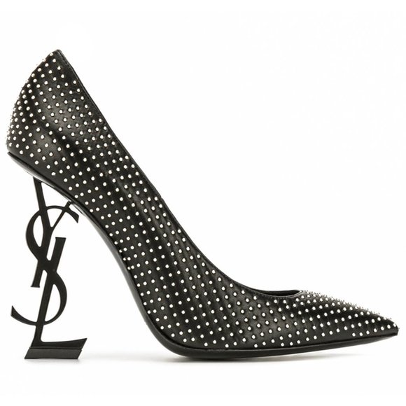 Opyum 110 YSL Logo Heel Leather Pump with Studs - Picture 4 of 8
